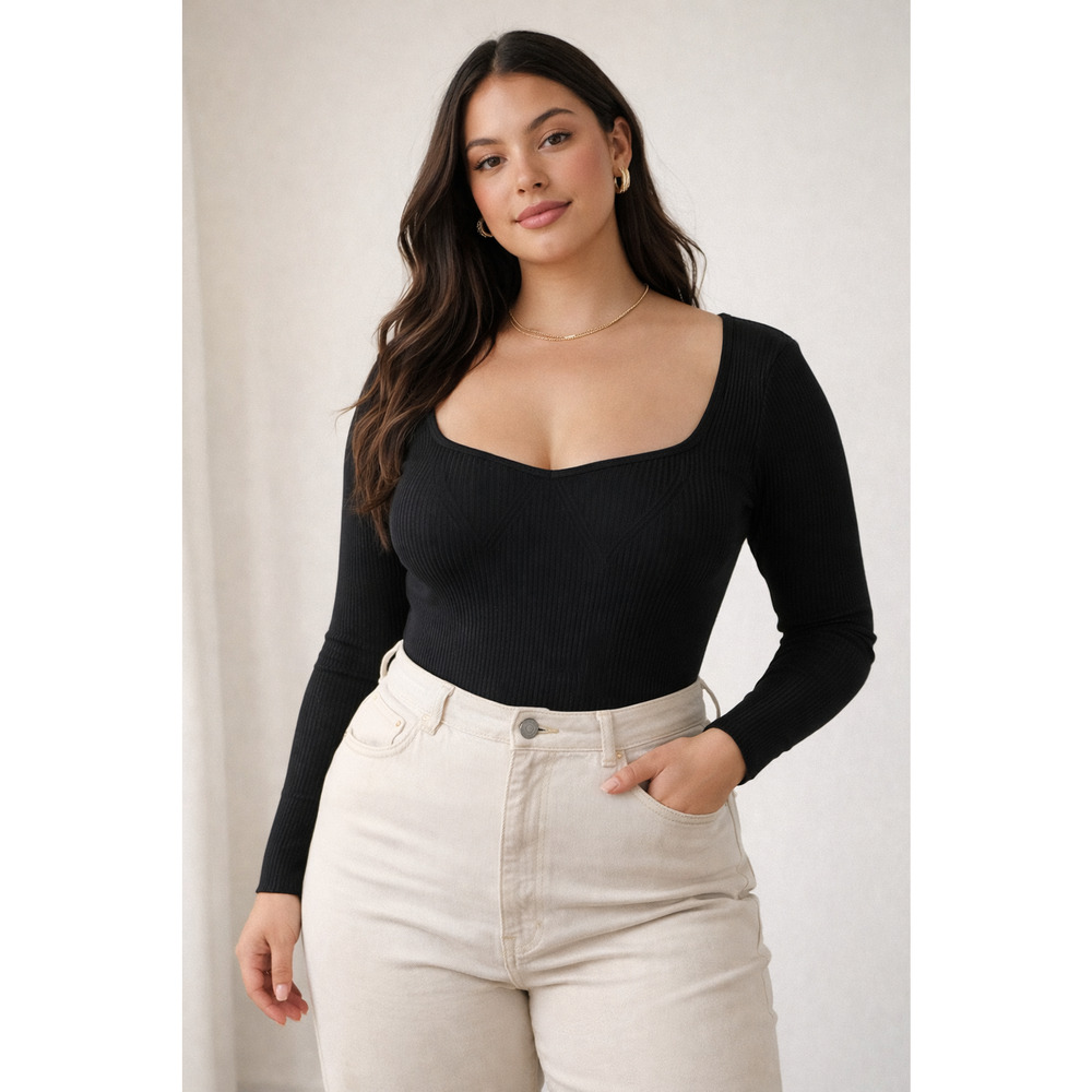 Abercrombie & Fitch Womens Bodysuit XL Ribbed Sweetheart Minimalist Clean Girl